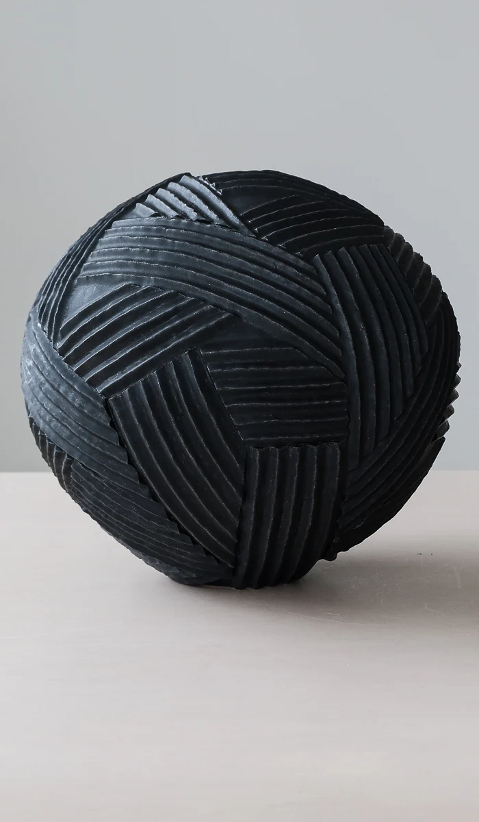 Giselle Hicks Coal Black Sphere Rope Vessel - Image 3