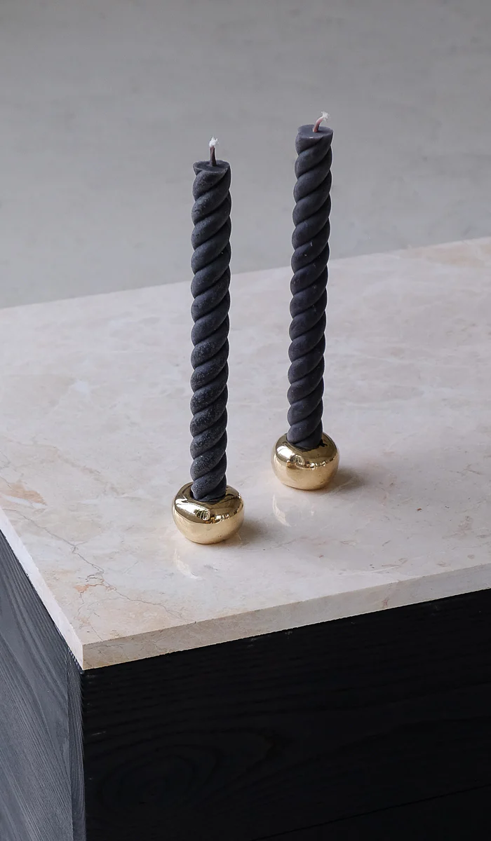 Nancy Pearce Set of 2 Round Cast Bronze Candle Holders - Image 3